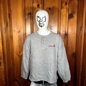 PRO EDGE 3XL Louisville Cardinals Gray Thermal Henley Sweatshirt Striped